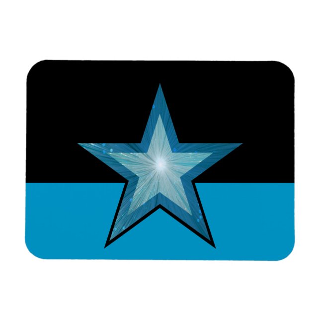 Blue Star flexible magnet black blue (Horizontal)