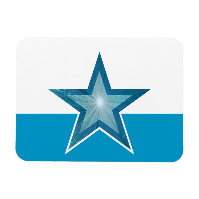 Blue Star flexible magnet white blue (Horizontal)