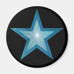 Blue Star fridge magnet round black