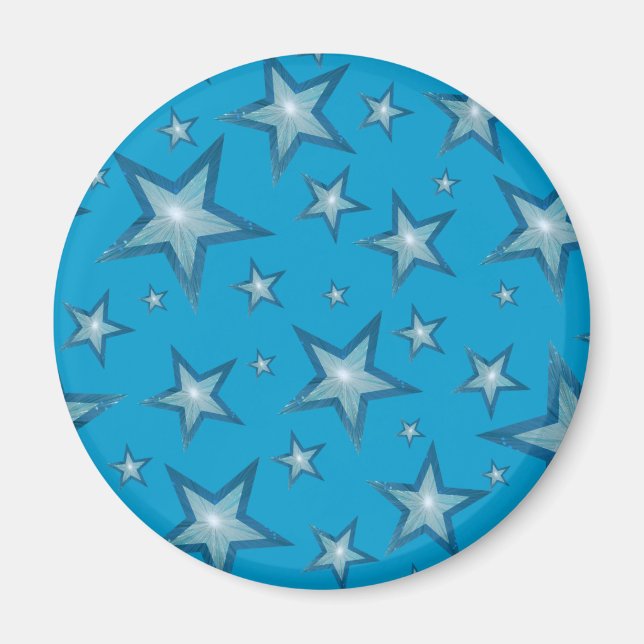 Blue Star fridge magnet round blue (Front)