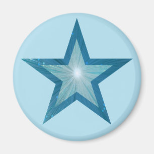 Blue Star fridge magnet round pale blue