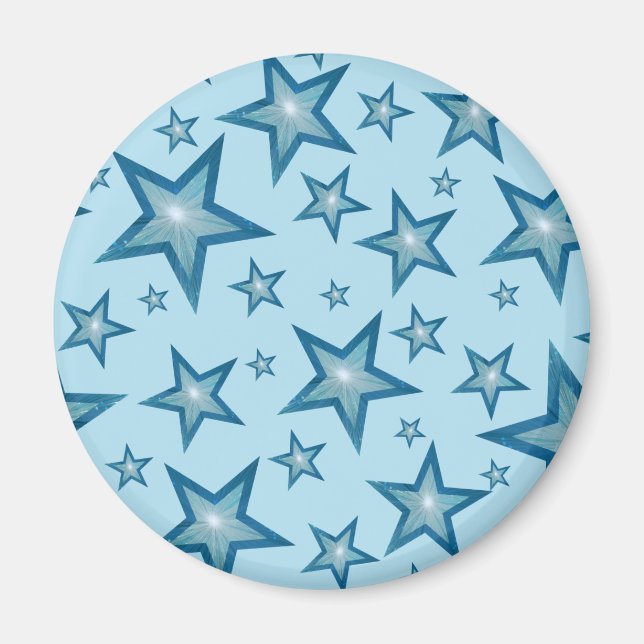 Blue Star fridge magnet round pale blue (Front)