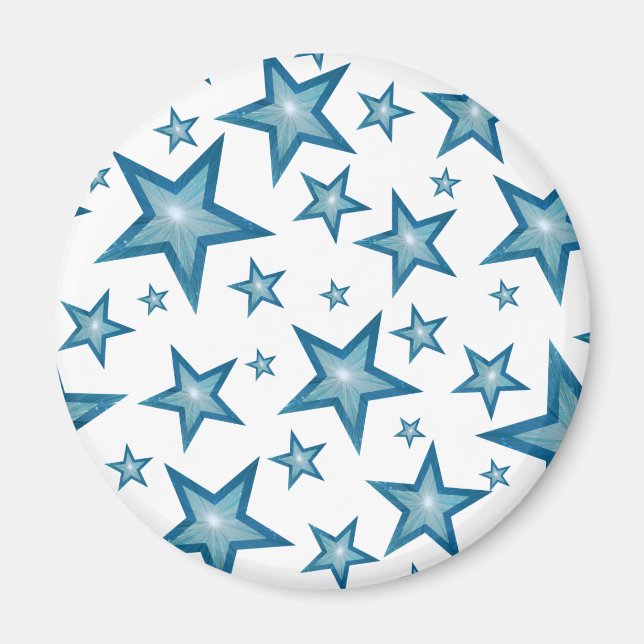 Blue Star fridge magnet round white (Front)