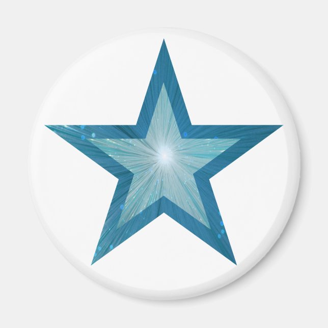 Blue Star fridge magnet round white (Front)