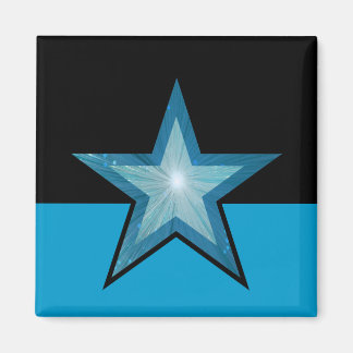 Blue Star fridge magnet square black blue