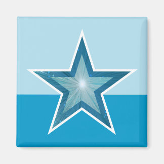 Blue Star fridge magnet square two tone blue