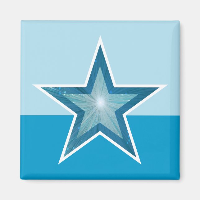Blue Star fridge magnet square two tone blue (Front)