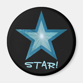 Blue Star fridge 'STAR!' magnet round black