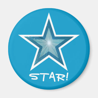 Blue Star fridge 'STAR!' magnet round blue