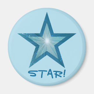 Blue Star fridge 'STAR!' magnet round pale blue