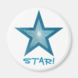 Blue Star fridge 'STAR!' magnet round white