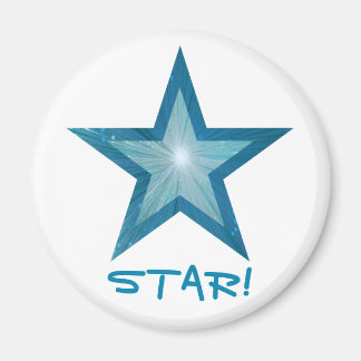Blue Star fridge 'STAR!' magnet round white