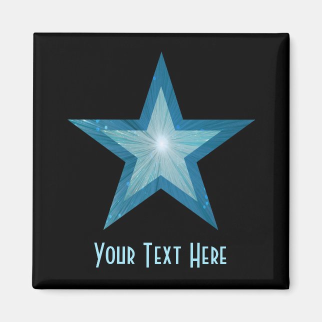 Blue Star fridge 'Your Text' magnet square black (Front)