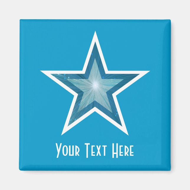 Blue Star fridge 'Your Text' magnet square blue (Front)