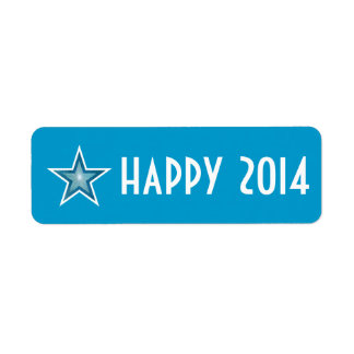 Blue Star 'happy 2014' label small blue