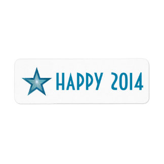 Blue Star 'happy 2014' label small white