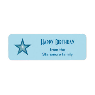 Blue Star 'Happy Birthday' text small blue