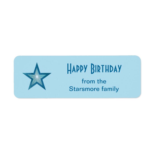 Blue Star 'Happy Birthday' text small blue (Front)