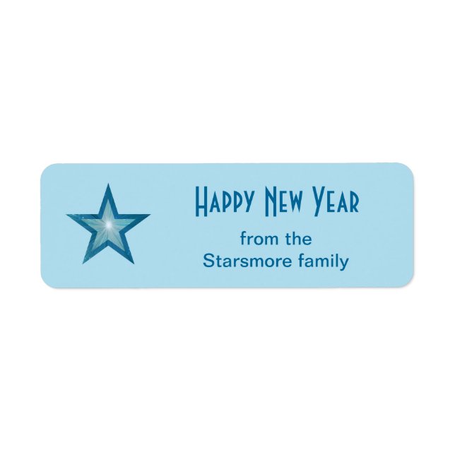 Blue Star 'Happy New Year' text small pale (Front)