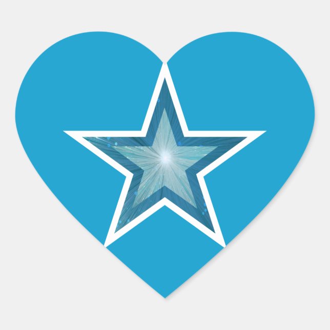Blue Star heart sticker blue (Front)