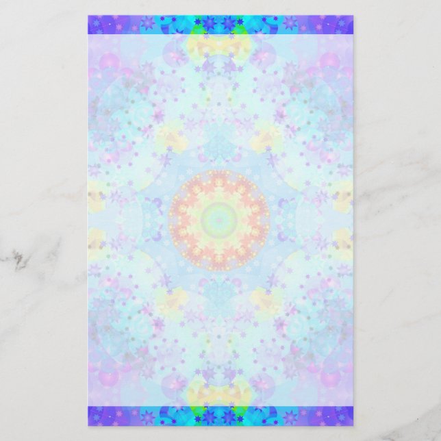 Blue Star Hippy Mandala Patterned Stationery (Front)