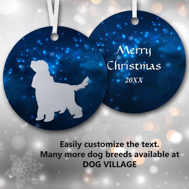 Blue Star Lights English Cocker Spaniel Christmas Metal Tree Decoration (Creator Uploaded)