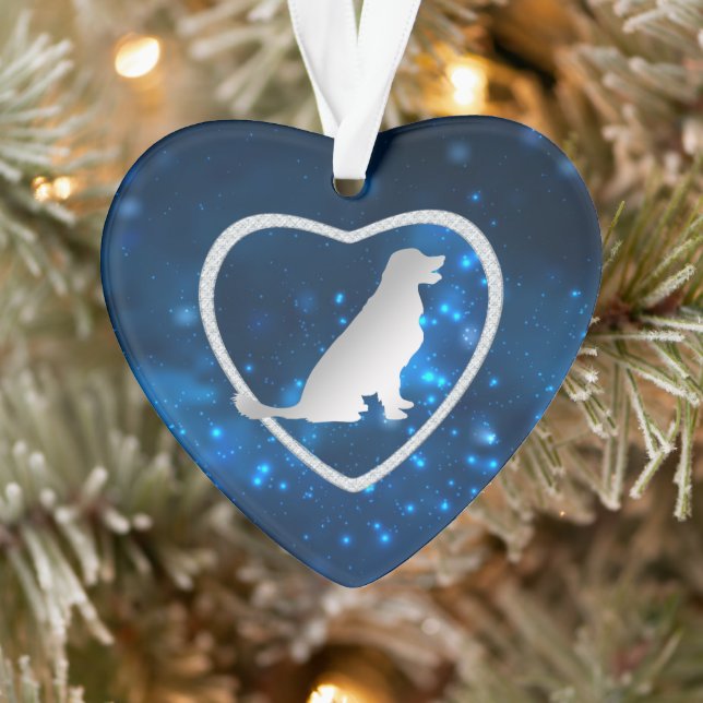 Blue Star Lights Golden Retriever Ornament (Tree)