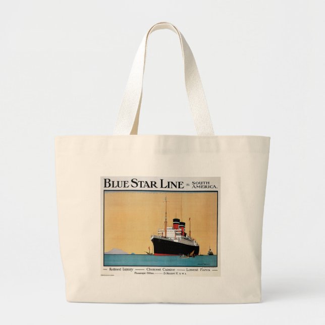 Blue Star Liner Large Tote Bag (Front)