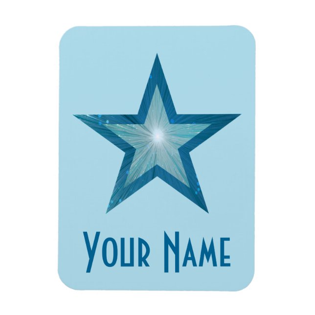 Blue Star 'Name' flexible magnet pale blue (Vertical)