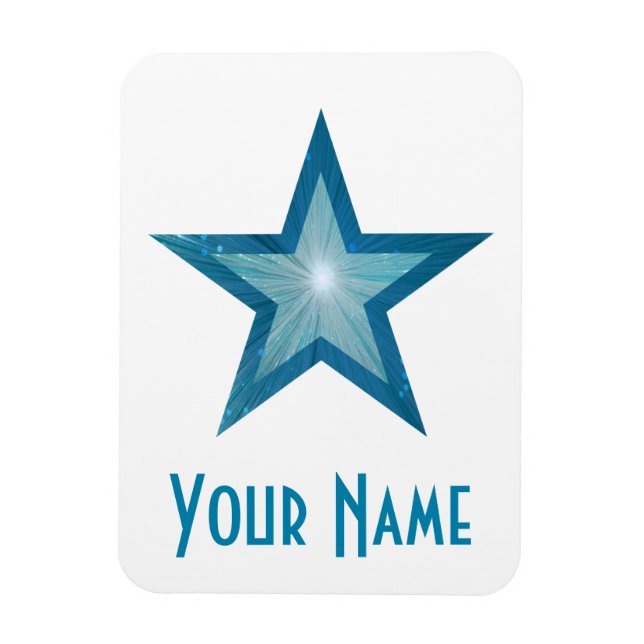 Blue Star 'Name' flexible magnet white (Vertical)