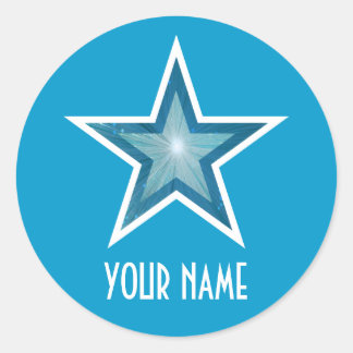 Blue Star 'Name' round sticker blue
