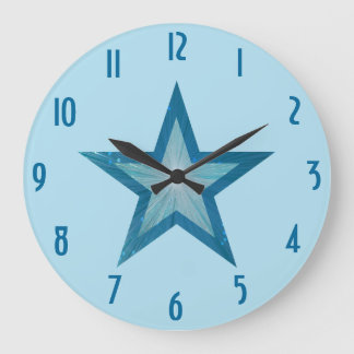 Blue Star 'numbers' clock round pale blue