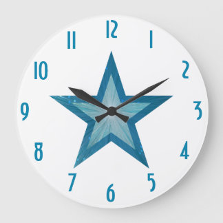 Blue Star 'numbers' clock round white