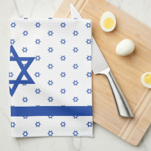 Blue Star of David Blue and White Tea Towel