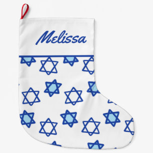 Blue Star of David Hanukkah Stocking