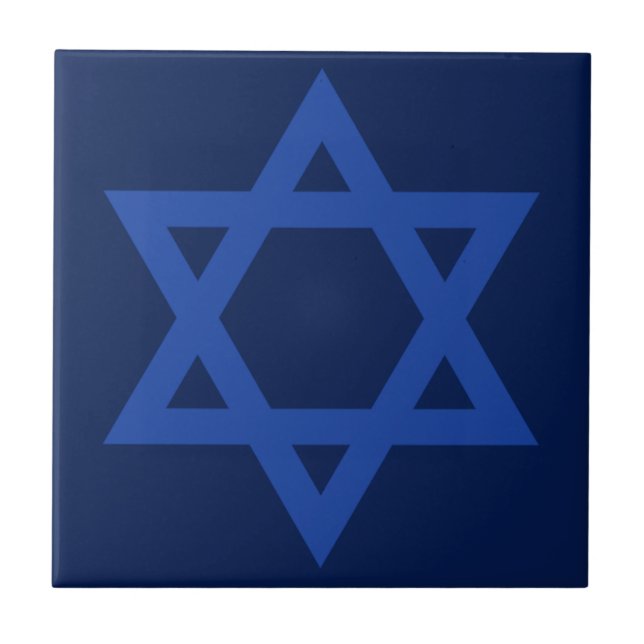 Blue Star of David Navy Blue Ceramic Tile (Front)