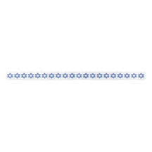 Blue Star of David on White Satin Ribbon