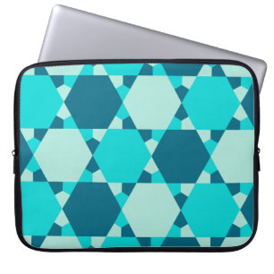 Blue Star of David Optical Illusion Pattern Laptop Sleeve