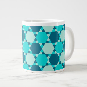 Blue Star of David Optical Illusion Pattern Large Coffee Mug