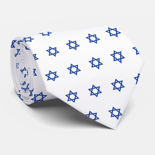 Blue Star Of David Universe White Tie (Rolled)