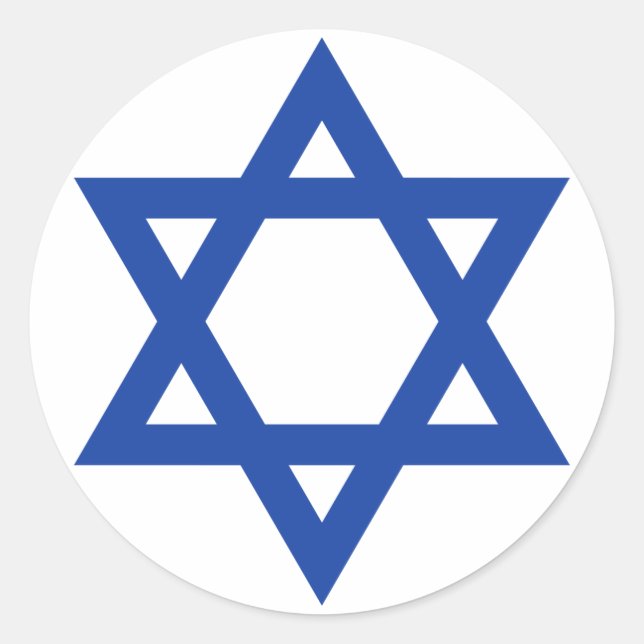 Blue Star of David White Classic Round Sticker (Front)