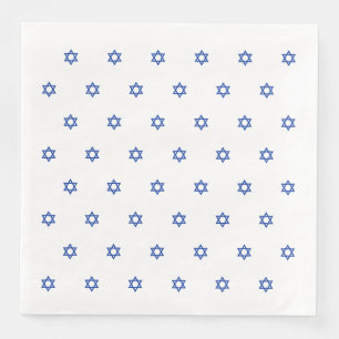 Blue Star of David White Napkin