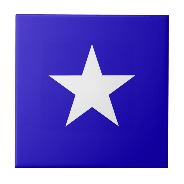 Blue star on white background tile (Front)