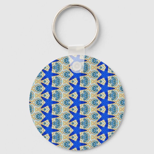 blue star pattern keychain (Front)