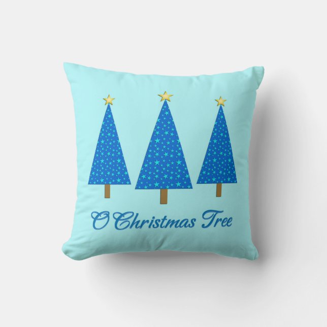 Blue Star Pattern Modern Christmas Trees Cushion (Front)