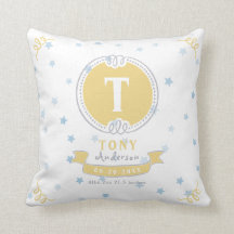 Blue star personalised baby pillow keepsake