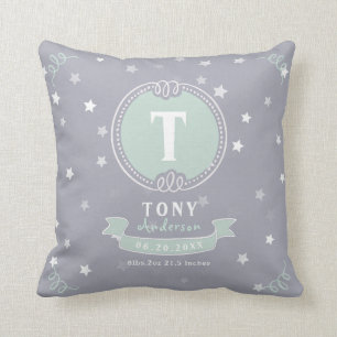 Blue star personalised baby pillow keepsake