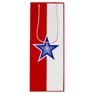 Blue Star Red print gift bag vertical wine