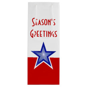 Blue Star Red print Season's Greetings wine Gift Bag