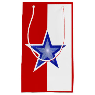 Blue Star Red print vertical small Gift Bag